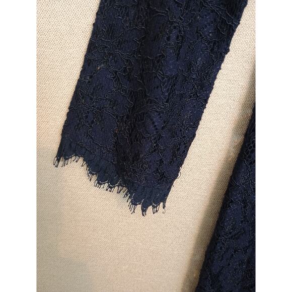 Diane Von Furstenberg Dress Womens Size 2 Navy Blue Zarita Lace Floral Sheath - Picture 14 of 15